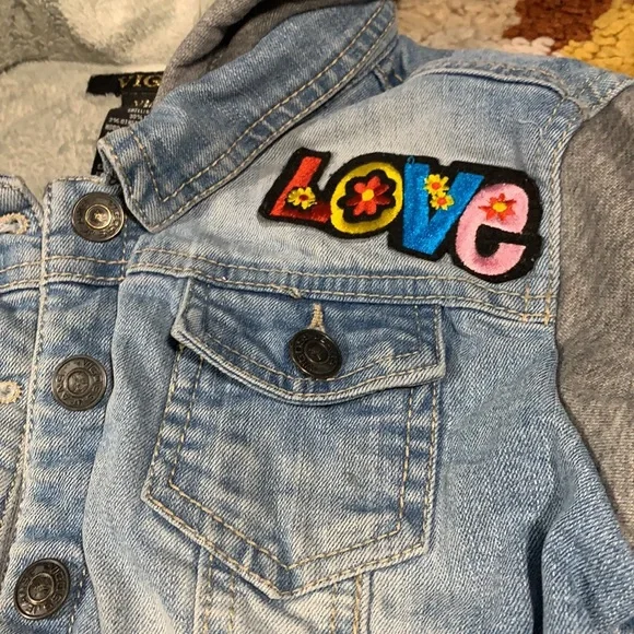 Cool Kid, VIGOSS, patchy, denim hoodie!! - Picture 8 of 13